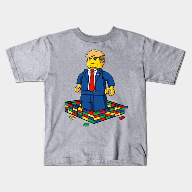 Lego Donald Trump Border Wall Shirt USA Funny Lego Kids T-Shirt by scribblejuice